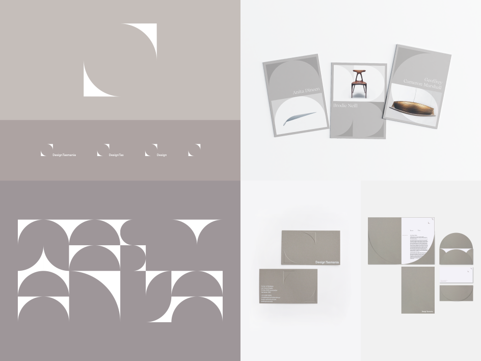 Design Tasmania Brand Marks, custom typeface, brochure and stationery design | Megan Perkins: Creative Direction, Concept & Design | Nick Rudenno: Variable Typeface Build & Animated Elements