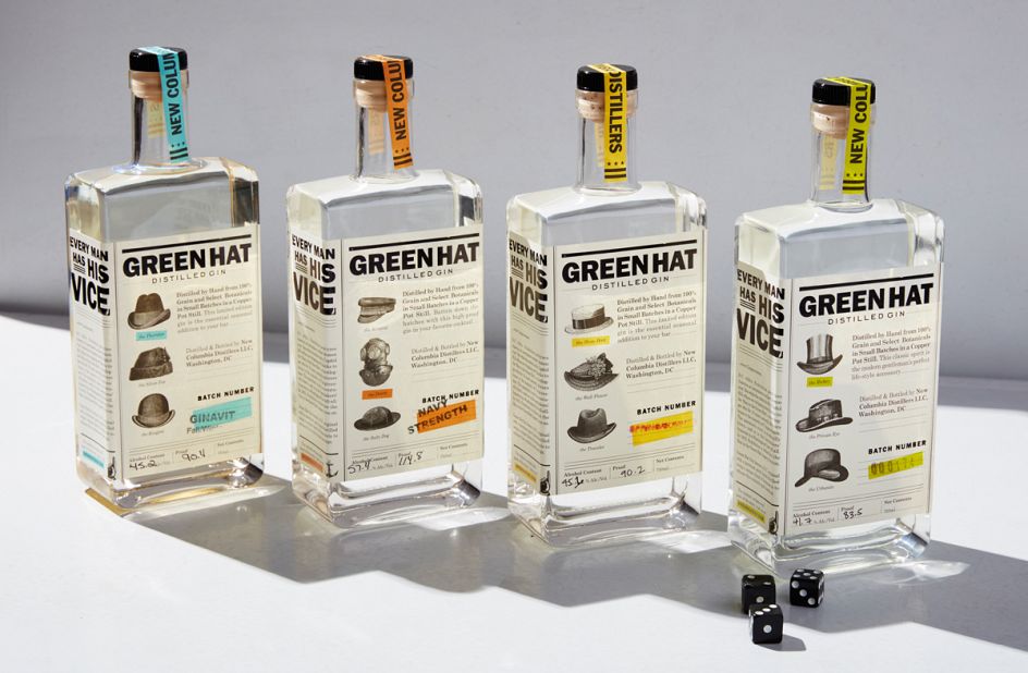 Green Hat Gin package design