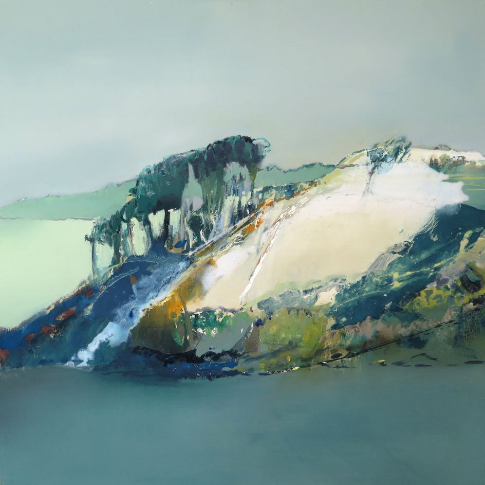 Hillside with Trees, oil painting 2020 © Elaine Jones