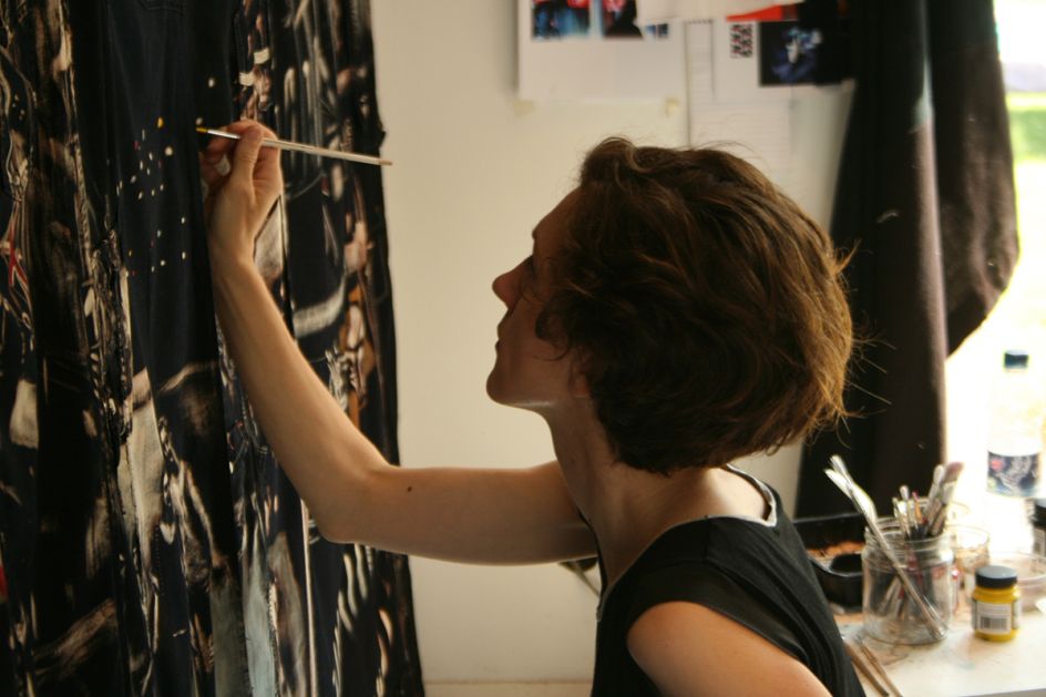 Pam Glew painting in the studio