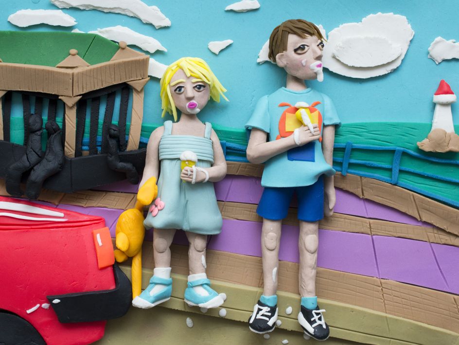 Original photograph: [New Brighton](http://pro.magnumphotos.com/C.aspx?VP3=SearchResult&VBID=2K1HZO6BUUUHHO&SMLS=1&RW=1197&RH=579). From 'The Last Resort', 1983-85 by Martin Parr rendered in Play-Doh by Eleanor Macnair © Eleanor Macnair