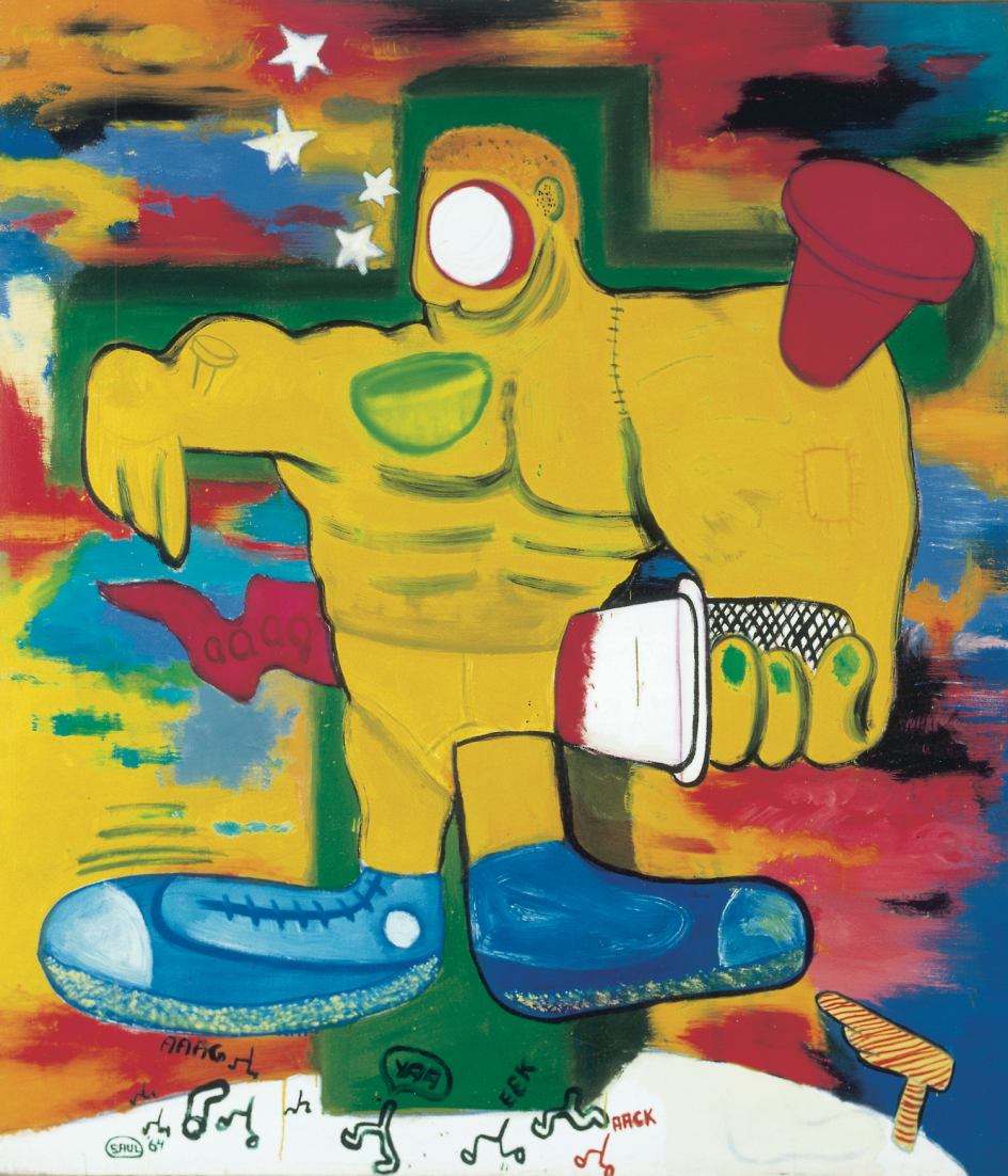Peter Saul, Crucifixion, 1964, huile sur toile, 152,5 x 132,7 cm. Collection Musée des Beaux-Arts de Dôle © Peter Saul; photo: Musée des Beaux-Arts de Dole, cl. Jean-Loup Mathieu