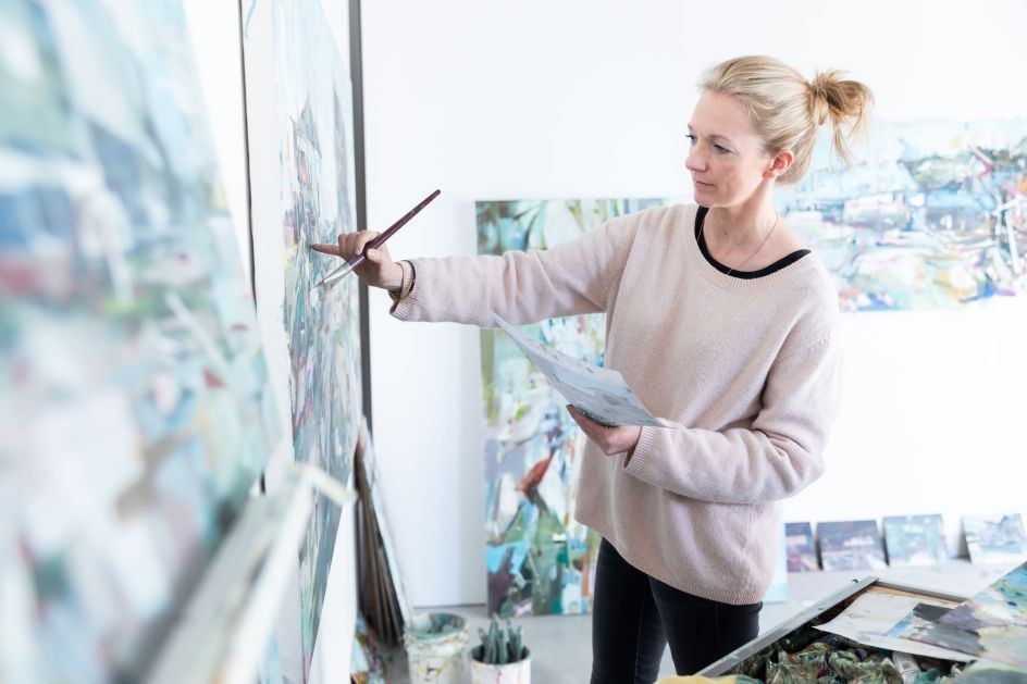 Katharine in her studio at Delta House Studios, located just next door to the site. © Katharine Le Hardy