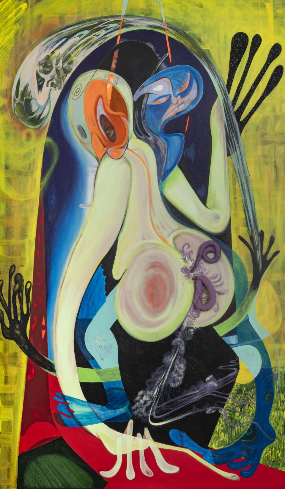 I Already Let That Shit Go (Moving On) 2019 Acrylic, glitter and soft sculpture on canvas 72 x 48 in. Image courtesy of Kravets Wehby Gallery