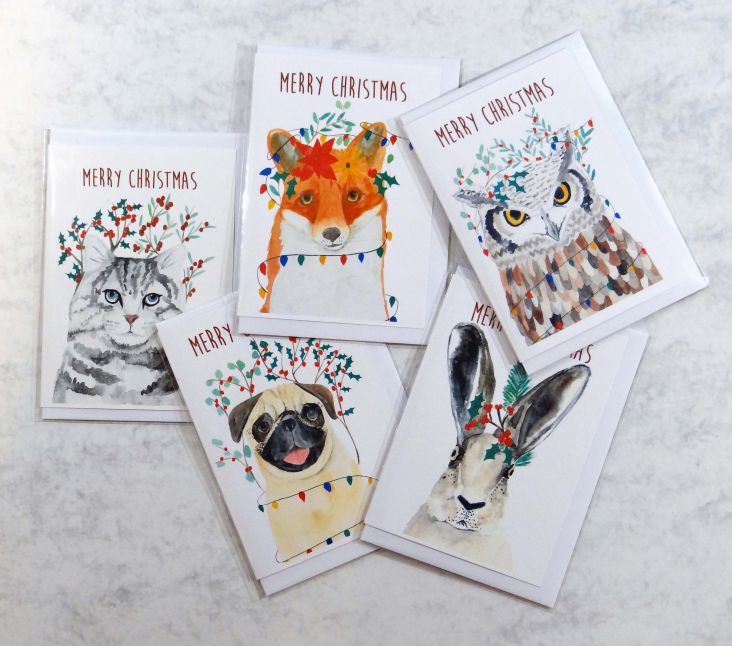 Christmas Creatures by [Pippa & Paper](https://www.etsy.com/uk/listing/741127834/christmas-card-set-woodland-animal)