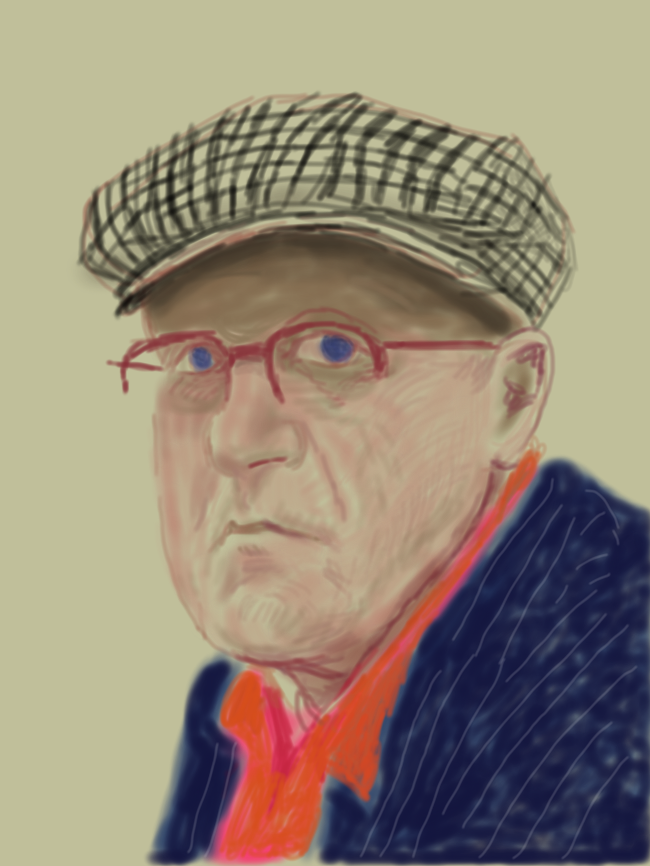 David Hockney Self Portrait, March 14 2012, iPad drawing printed on paper Exhibition Proof 37 x 28