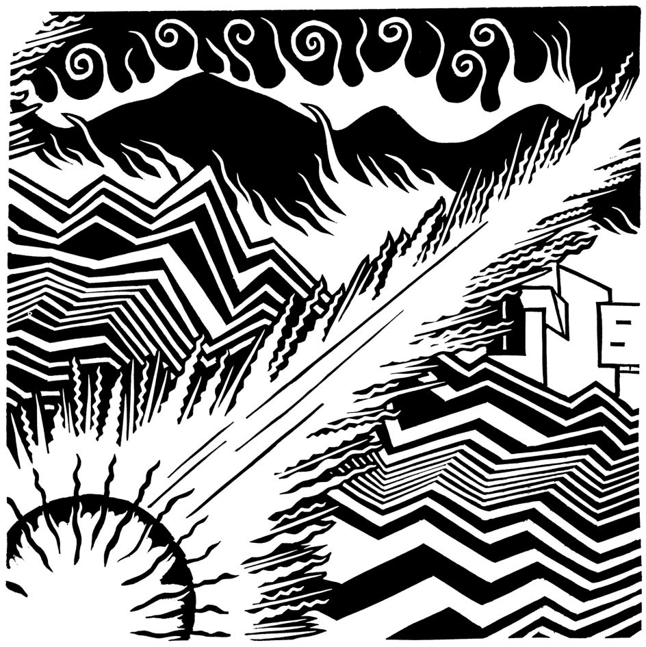 Lost Angeles (MOCA), approx. 30 x 30 cm (117⁄8 x 117⁄8 in.), linocut print, 2011 © Stanley Donwood