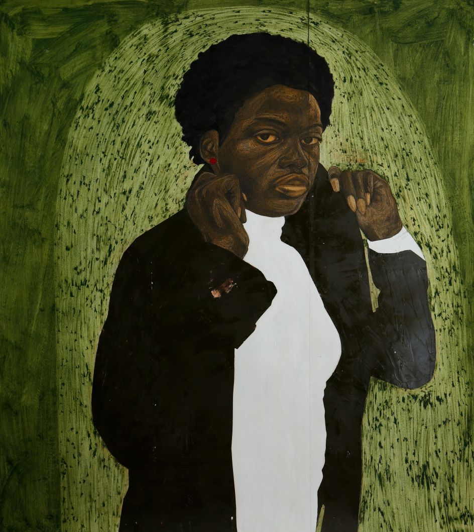 Shelter (2020), acrylic, oil and charcoal on paper, 180cm x 160cm. Courtesy of the artist Collins Obijiaku and ADA \ contemporary art gallery