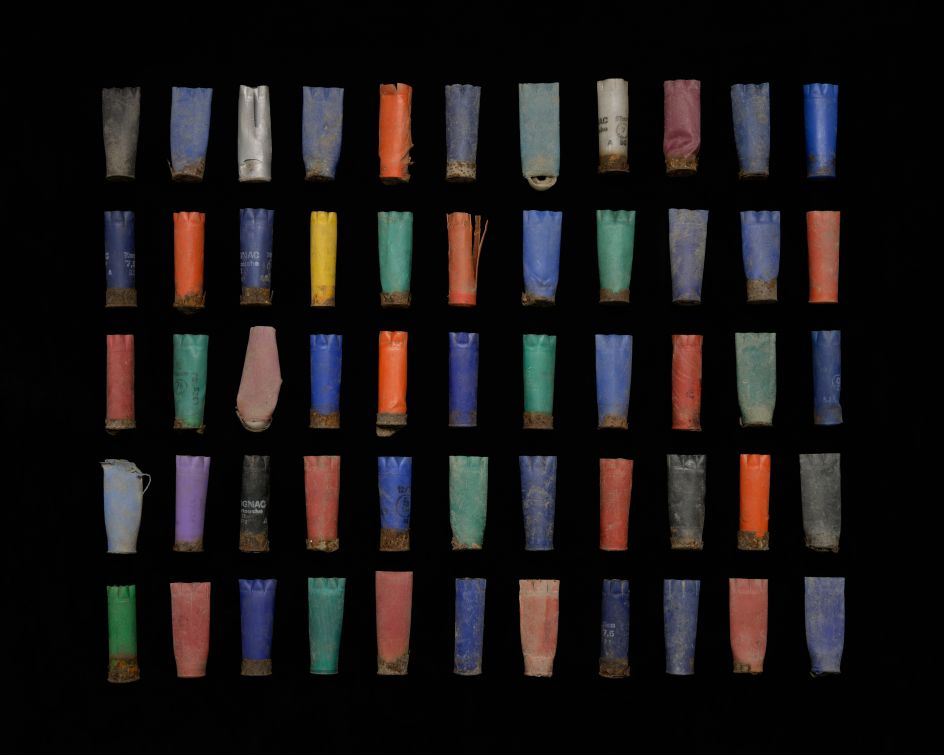 Forty-five shotgun casings Collected 21 May, 15 September, 27 October and 28 October 2016 © Gideon Mendel