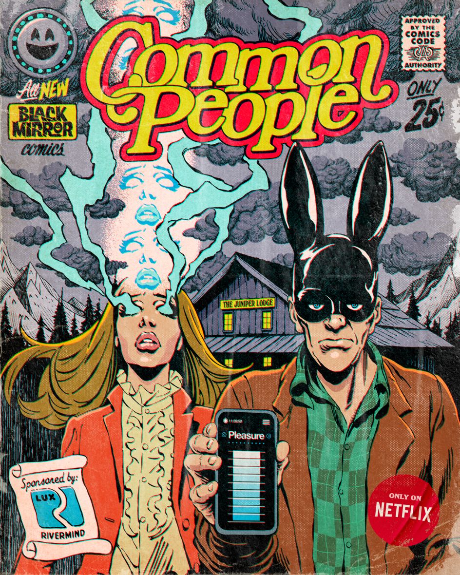 Netflix once again tapped the talents of celebrated illustrator Butcher Billy to craft a suite of posters for the latest season of Black Mirror.