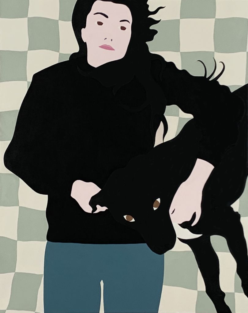 Woman and Dog, 2022, Oil on canvas, Ryan Steadman