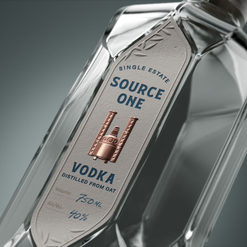 Source One Vodka de AETHER NY, LLC, ganador del premio A 'Award in Packaging Design, 2019-2020