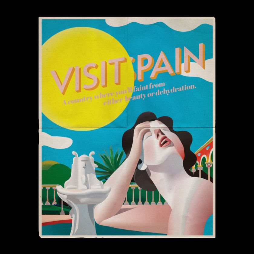 Studio Xuxa draws attention to Spain's heatwave crisis with retro travel posters