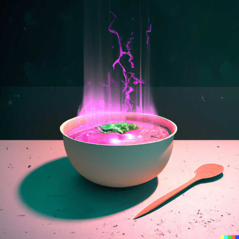A bowl of soup that is a portal to another dimension as digital art © DALL-E 2