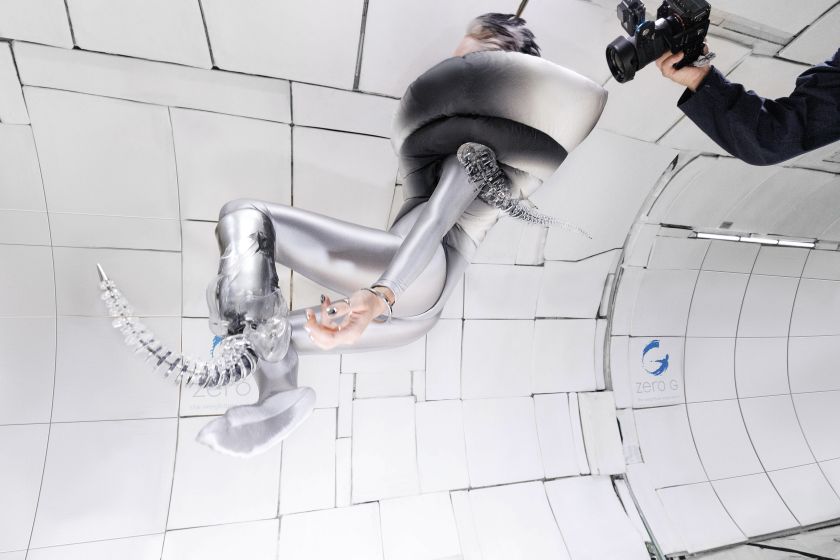 Victoria Modesta in zero G flight. Courtesy of Steve Boxall / Zero G Corp