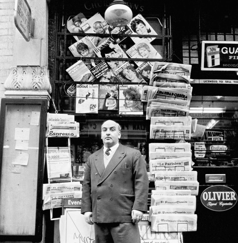 Tony Abbro, newsagent, Old Compton Street, December 1960