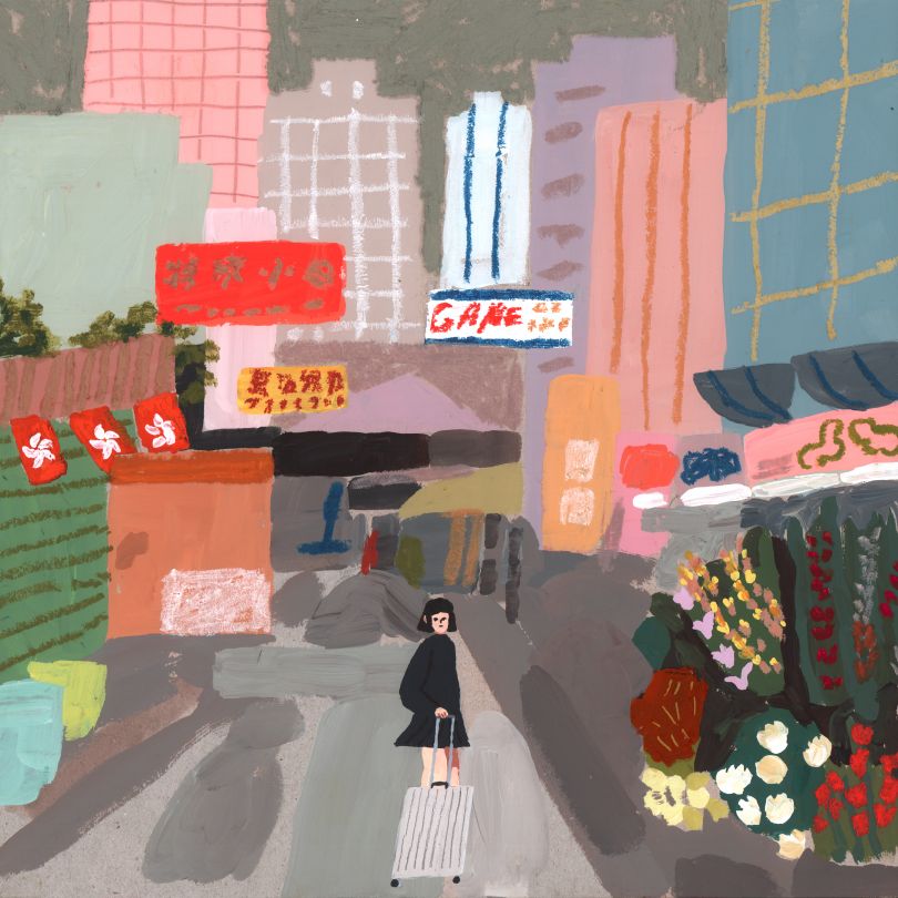 Hong Kong Market, Illustration for Rimowa. Acrylic on board