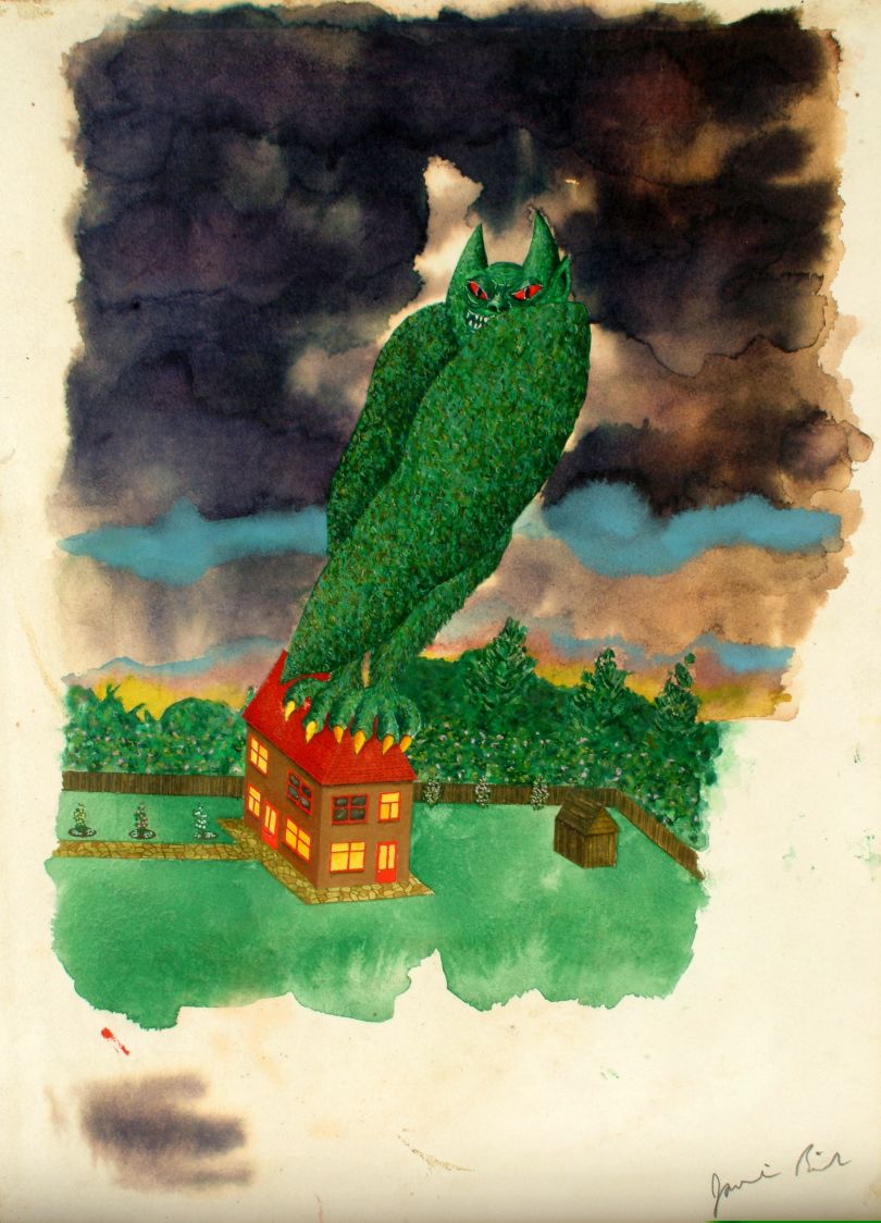 Jamie Reid, Monster on a Pretty Roof, 1972. © Jamie Reid.  Courtesy of John Marchant Gallery