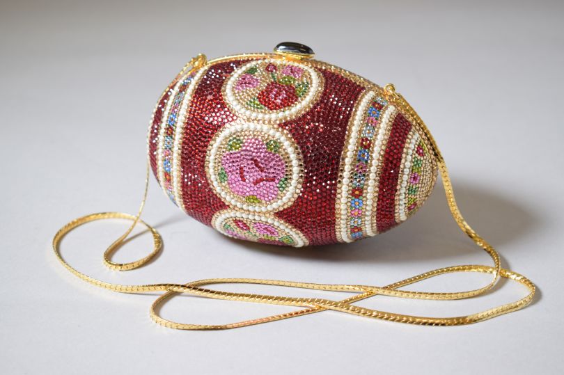 Rhinestone encrusted metal 'Faberge Egg' evening bag, Judith Leiber (c) Victoria and Albert Museum, London
