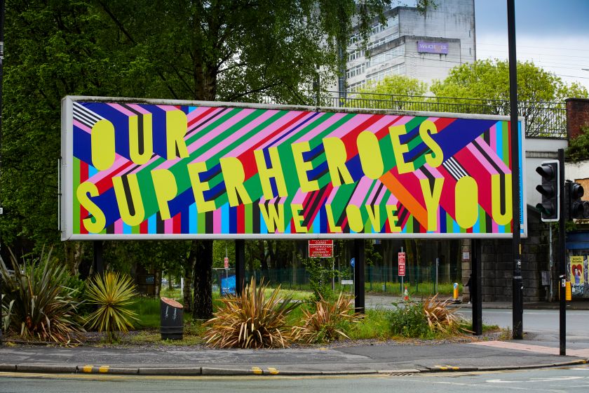 Manchester Billboards designed by British artist and designer, Morag Myerscough.  Photographed by Mark Waugh