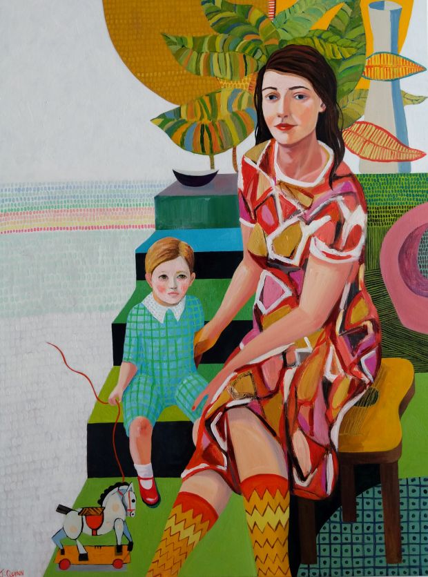 Jessica Quinn, Mother And Son , 2019. Acrylic on canvas. Courtesy of Kittoe Contemporary