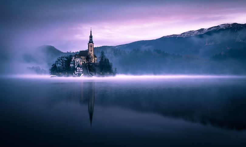'Dusk in the lake' by Sandi Bertoncelj/Photocrowd.com - Lake Bled, Slovenia