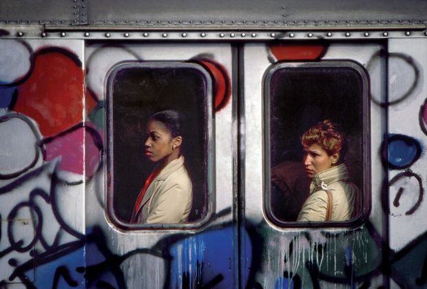 Women on Train, 1981. All photographs © Martha Cooper, from Spray Nation: 1980s NYC Graffiti Photographs by Martha Cooper, Edited by Roger Gastman © Prestel Verlag, Munich · London · New York, 2022
