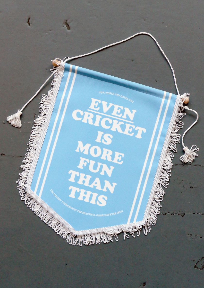 Adam Morton-Delaney calls out Qatar ahead of the World Cup with his Pathetic Pennants