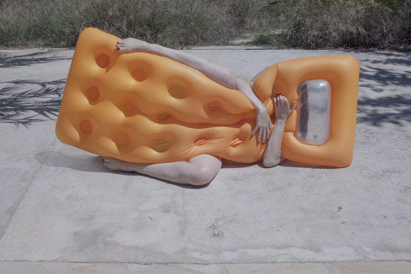 Pool Party, Orange Lilo, August 2015, © Polly Penrose