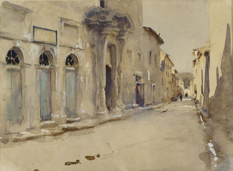 John Singer Sargent, A Street in Spain, c. 1880, watercolour on paper, over preliminary pencil, 23.8 x 32.1 cm, The Ashmolean Museum, Oxford. Presented by Miss Mabel Price, 1935. Image © Ashmolean Museum, University of Oxford