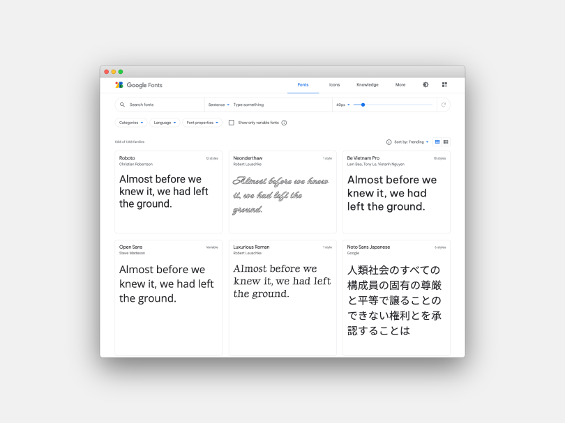 Google Fonts, free typography for designers