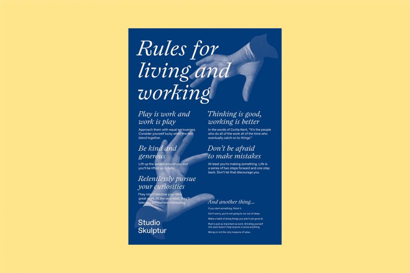 “Rules for living and working” poster reminds the trio what’s important