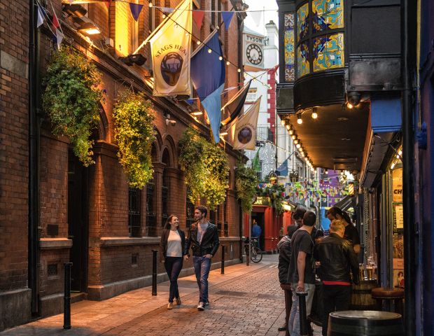 Temple Bar, Dublin. Courtesy of Visit Dublin, Photography by Rob Durston