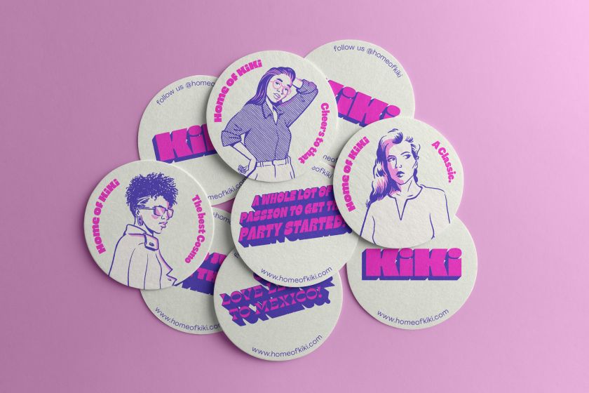 Oat Studio's bright, bouncy and fun identity for bottled cocktail brand Kiki