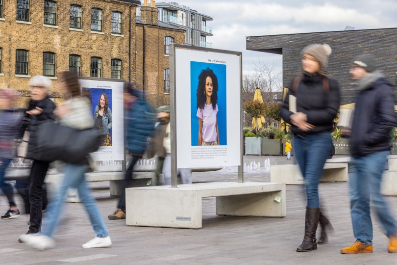 The Curl Talk Project exhibition at Granary Square, King's Cross in London