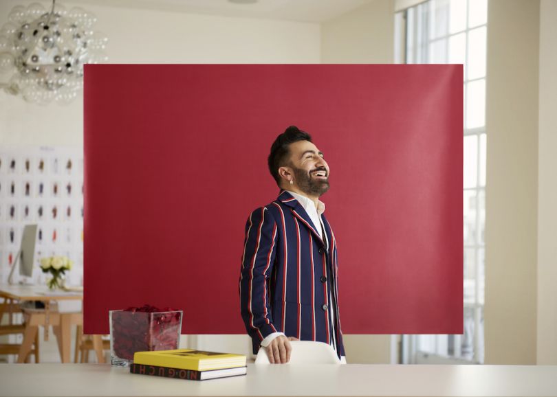 Mulberry creative director Johnny Coca. Favourite colour - Red. Photography by Toby Coulson