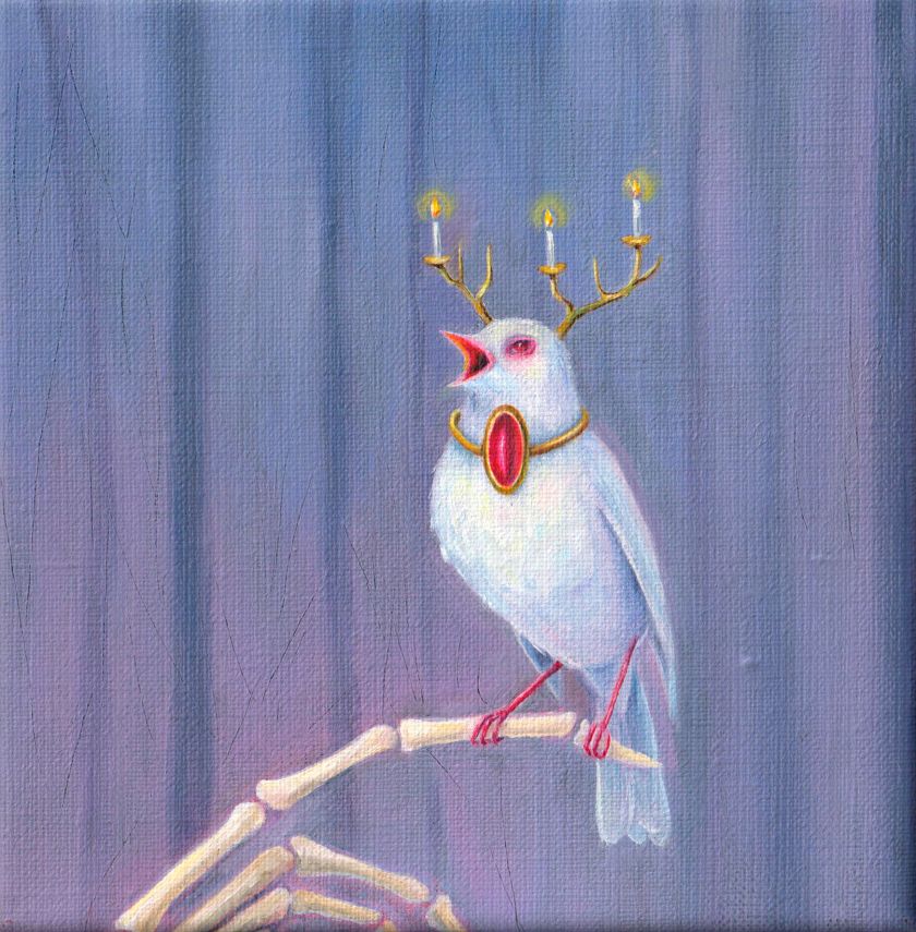 Artist Julia Kuzina paints tiny bird pictures that break free from the canvas