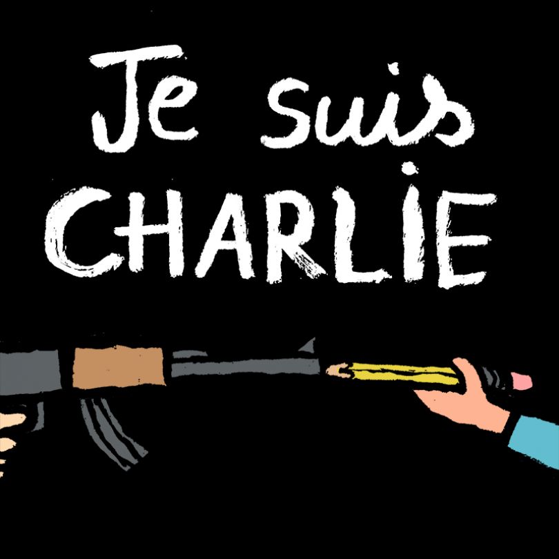 One of Jullien's #JeSuisCharlie illustrations, tweeted on January 7 in response to the attacks at the Paris satirical magazine.