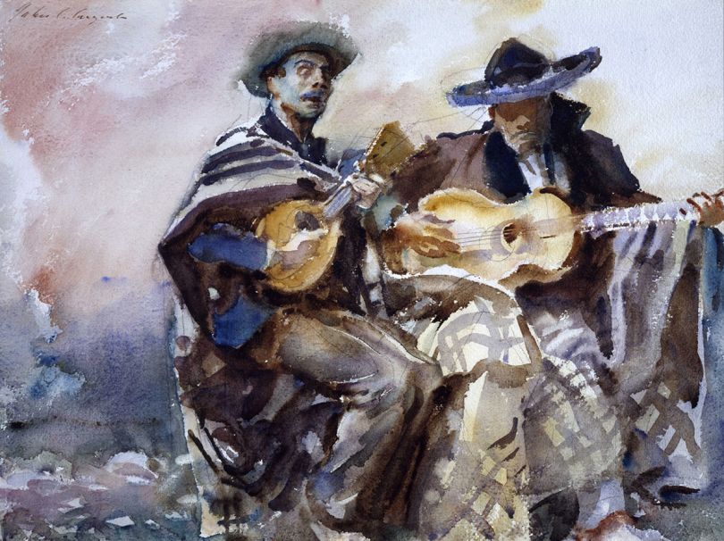 John Singer Sargent, Blind Musicians, 1912, watercolour on paper, on preliminary pencil, 39.4 x 53 cm, Aberdeen Art Gallery & Museums Collections. Purchased in 1927, half the auction price met by Sir James Murray