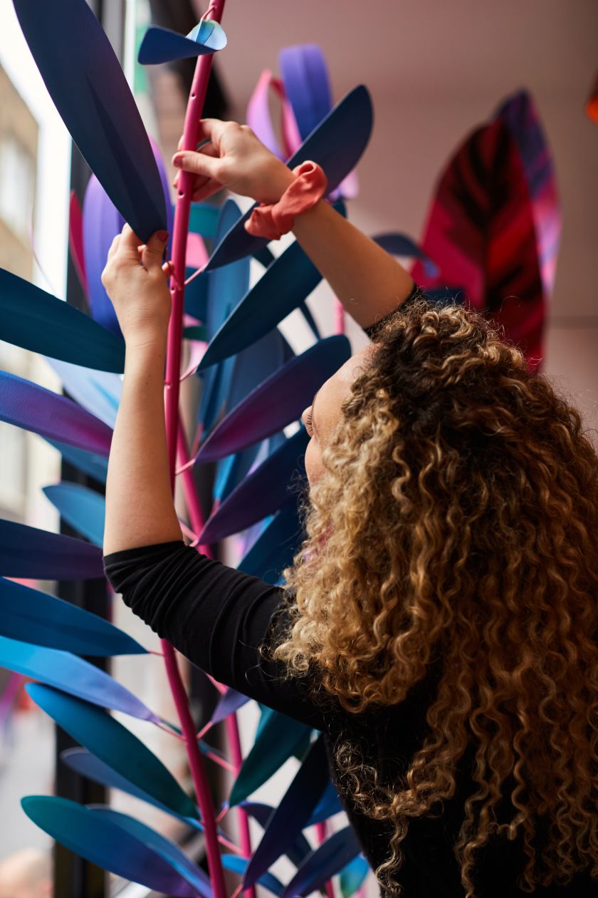 Caroline Byrne's bold and colourful installation for Self Space is a papercraft triumph