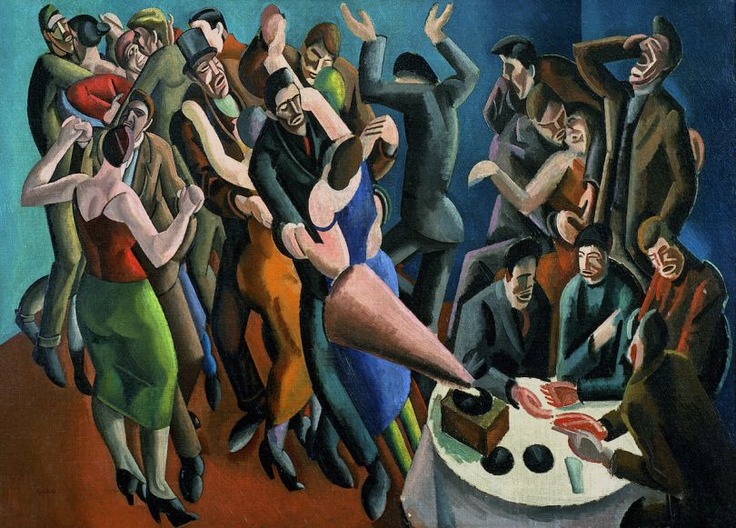 William Patrick Roberts The Dance Club (The Jazz Party) 1923 Oil on Canvas, 55.5 x 76cm, Leeds Museum and Art Gallery © Estate of John David Roberts. By permission of the Treasury Solicitor, courtesy of Bridgeman Images