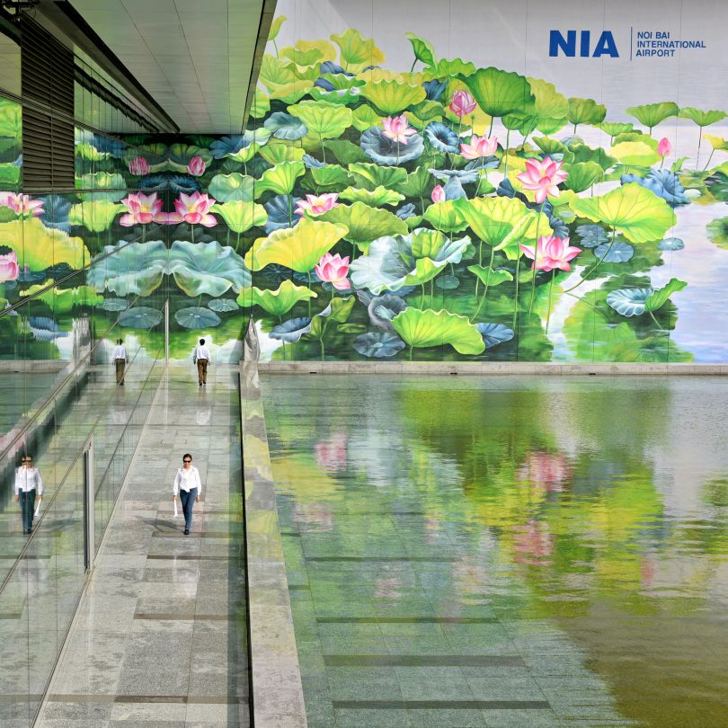Twin Lotus Murals in Noi Bai Airport Murals by Nguyen Thi Thu Thuy. Winner in the Social Design Category, 2018-2019.