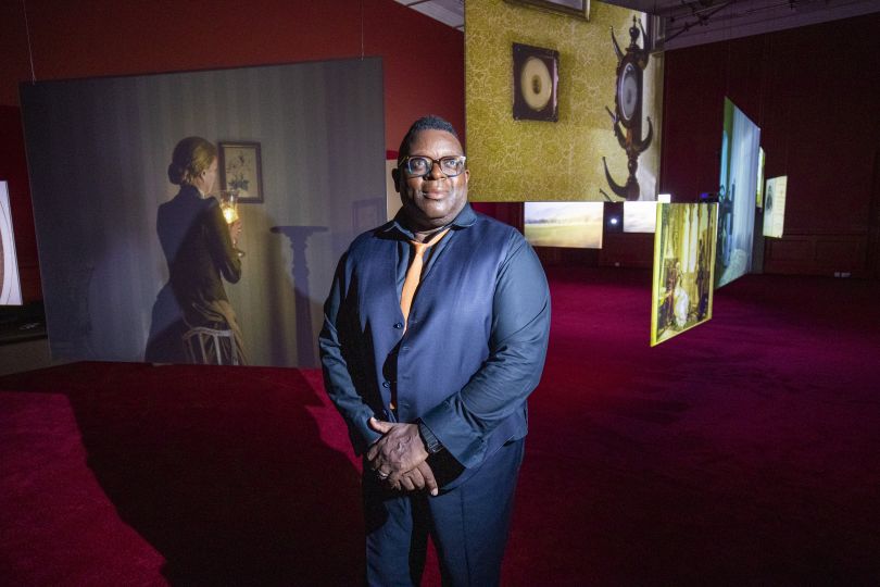 Artist Isaac Julien, CBE, RA unveils the UK Premiere of his work Lessons of Hour at the Scottish Gallery of Modern Art as part of Edinburgh Art Festival 2021. Credit Duncan McGlynn