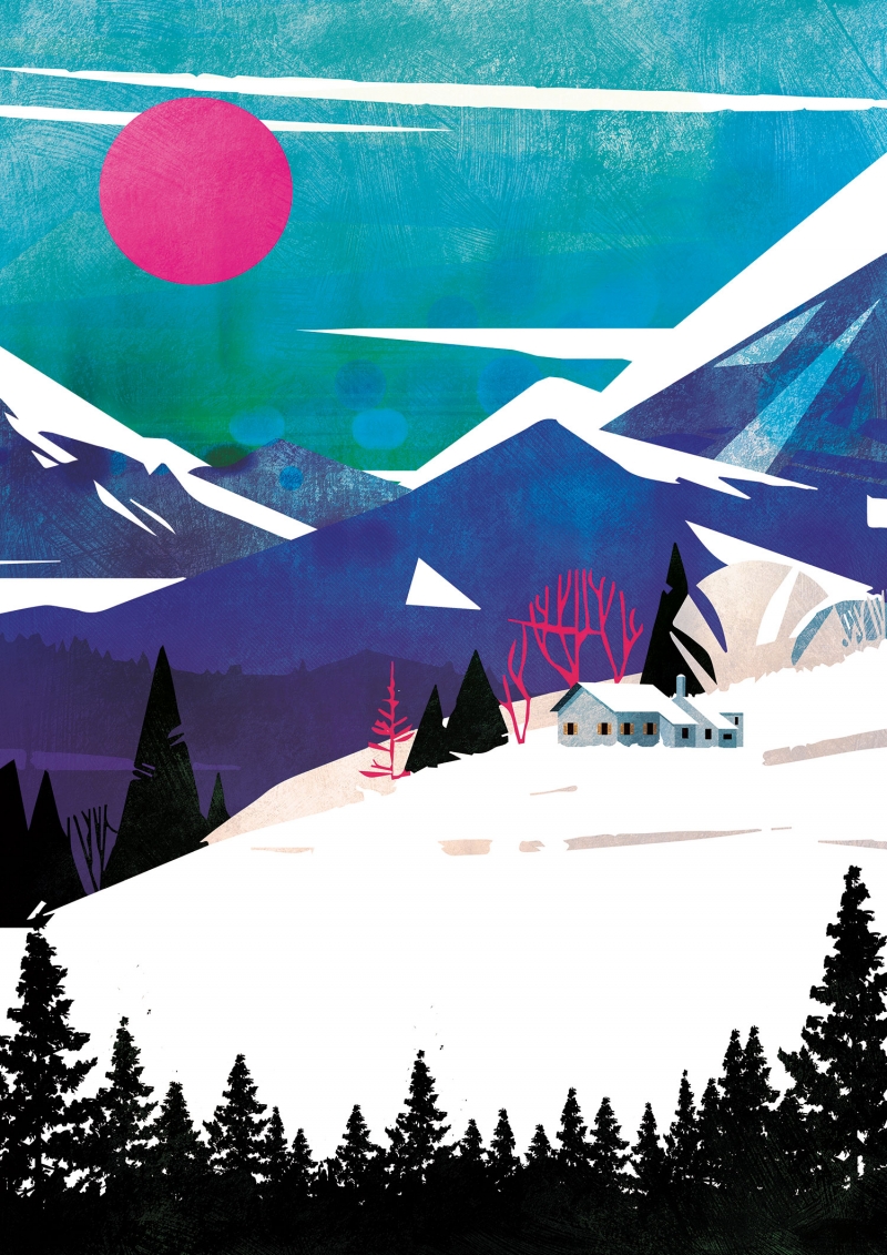 Illustrated landscapes transport onlookers to dreamlike scenes