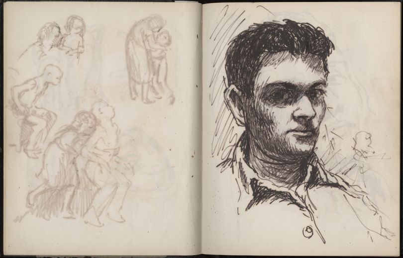 Maurice Sendak, Self-Portrait, 1950, ink on paper, 10 ¾ x 16 ½” ©The Maurice Sendak Foundation