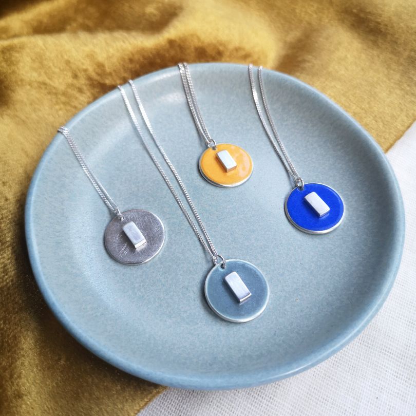 Modern Jewellery Gold Plated White Enamel Circle Bar Jewellery Set Handmade Gift Idea,Accessories Colourful Geometric Necklace Earrings