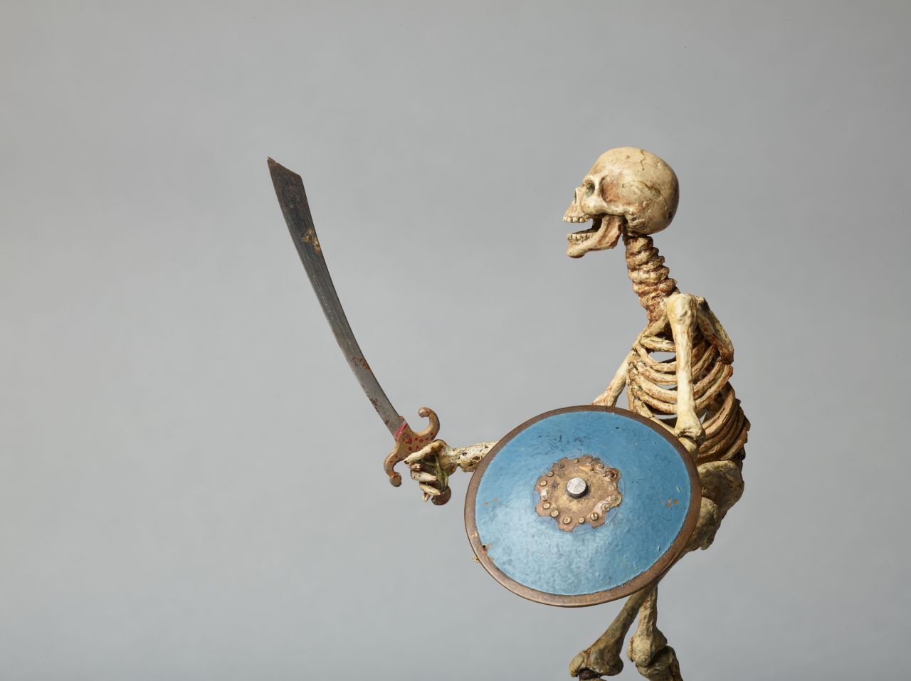 Model of Skeleton from Jason and the Argonauts, c.1961 by Ray Harryhausen (1920-2013). Mounted on wooden base.  Collection: The Ray and Diana Harryhausen Foundation (Charity No. SC001419) © The Ray and Diana Harryhausen Foundation Photography: Sam Drake (National Galleries of Scotland)