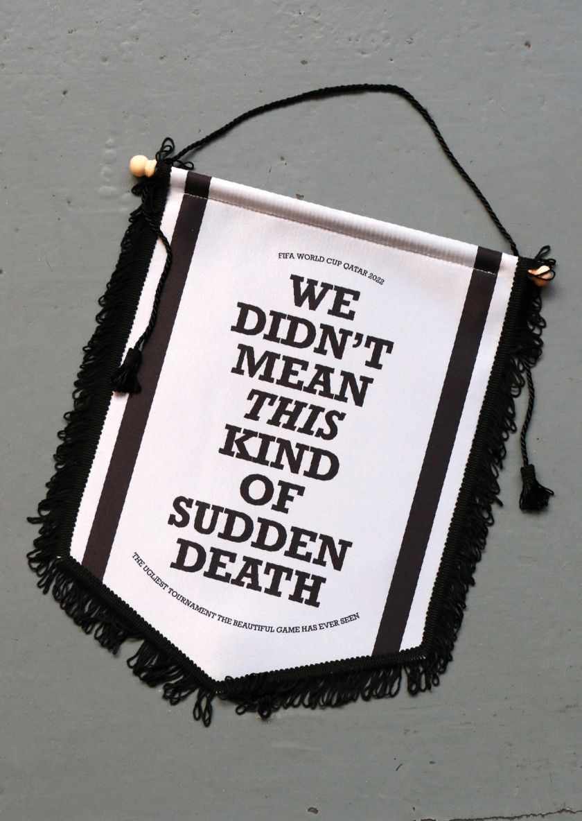 Adam Morton-Delaney calls out Qatar ahead of the World Cup with his Pathetic Pennants