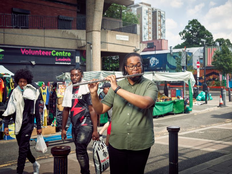 Deronne White - Flute, Brixton Station Road, outside The Rec Centre © Michael Wharley