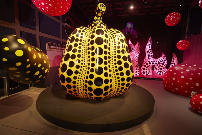 Life of the Pumpkin Recites, All About the Biggest Love for the People, 2019 Installation view from Manchester International Festival 2023 exhibition ‘Yayoi Kusama_ You, Me and the Balloons’ at Aviva Studios. Images © David Levene.